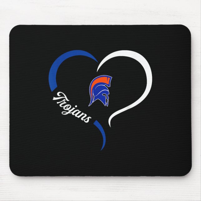 James Island Charter Trojans Logo Half Heart Sloga Mouse Pad (Front)