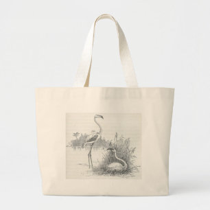 James Johonnot - Flamingo and Nest Large Tote Bag