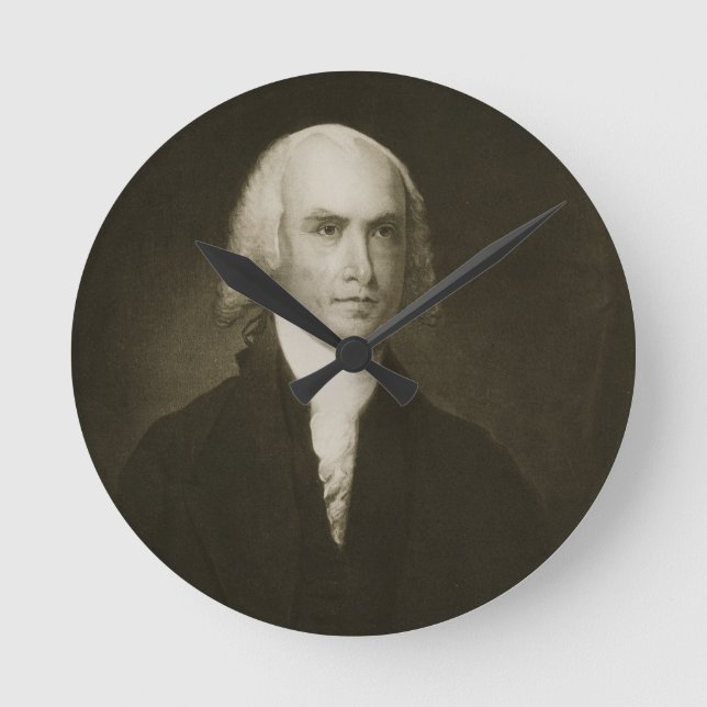 James Madison, 4th President of the United States Round Clock (Front)