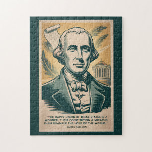 James Madison Fourth President Illustration Retro Jigsaw Puzzle