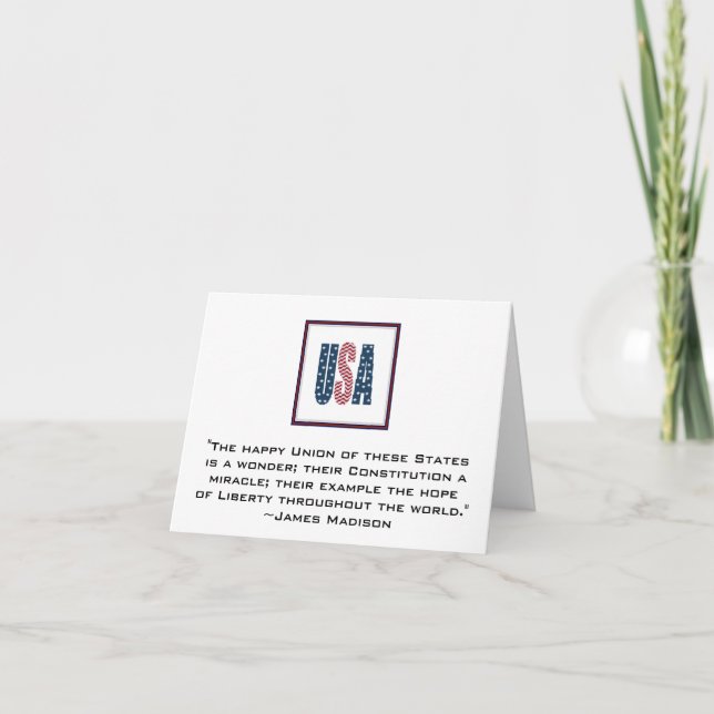 James Madison Patriotic Quote Notecard. Card (Front)