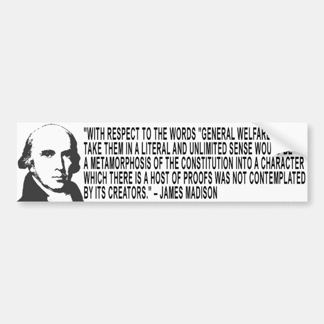 James Madison Quote Bumper Sticker (Front)