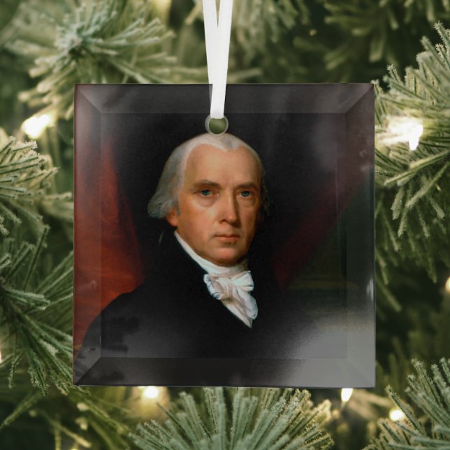 James Madison the 4th President: Colonial America Glass Tree Decoration (Insitu)