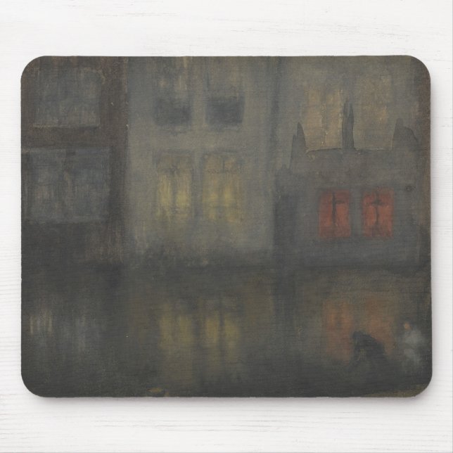 James McNeill Whistler - Nocturne - Black and Red Mouse Pad (Front)