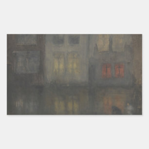 James McNeill Whistler - Nocturne - Black and Red Rectangular Sticker