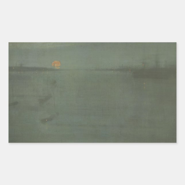 James McNeill Whistler - Nocturne- Blue and Gold Rectangular Sticker (Front)