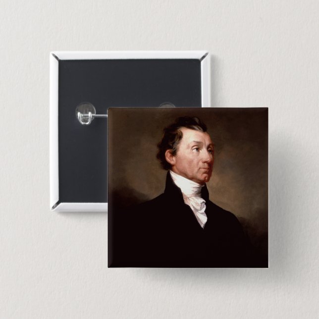 James Monroe Portrait, Early American President 15 Cm Square Badge (Front & Back)