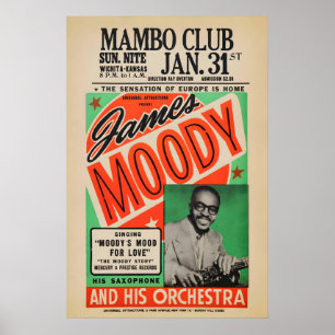 James Moody jazz poster - Mambo Club - Wichita, KS
