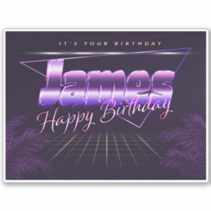 James Name First Name lila retro Sticker Birthday