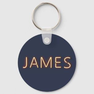 James Name in Glowing Neon Lights Key Ring