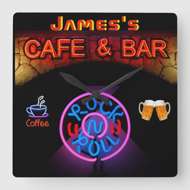 JAMES - Name Neon Sign Bar Mancave Den Clock Fun (Front)