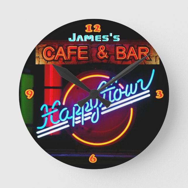 JAMES - Name Neon Sign Bar Mancave Den Clock Fun (Front)