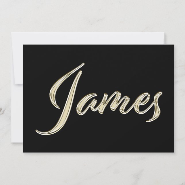 James Name white gold Handwriting Card (Front)