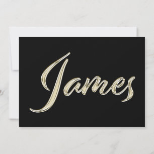 James Name white gold Handwriting Card