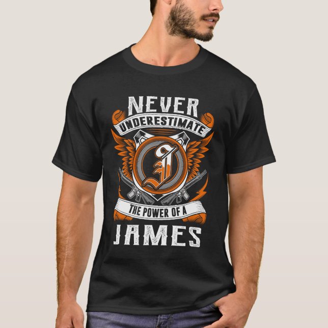 JAMES - Never Underestimate Personalised T-Shirt (Front)