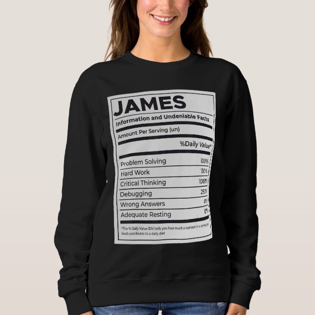 James Nutrition Information Problem Solving Hard W Sweatshirt (Front)