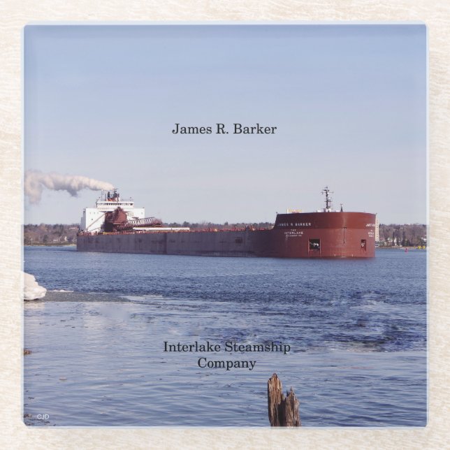 James R. Barker glass coaster (Front)