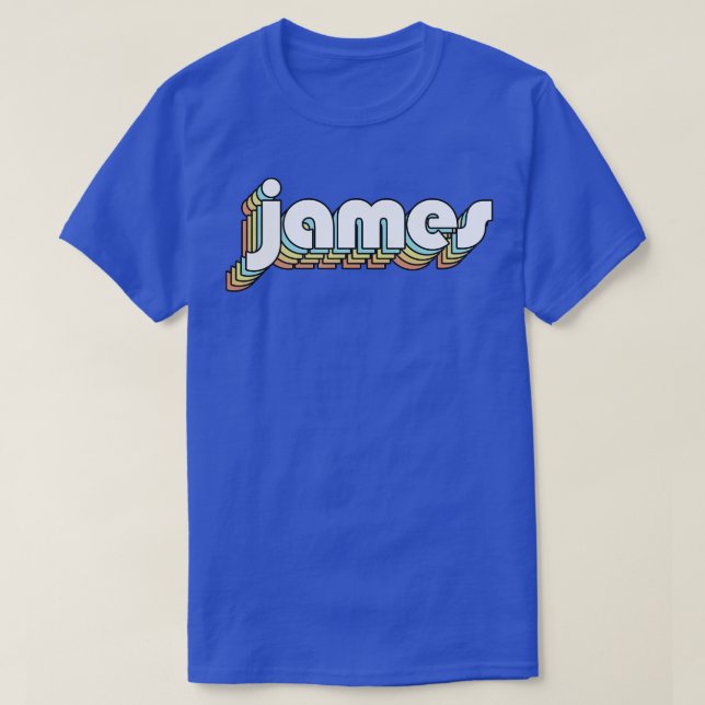 James Retro Rainbow Typography Faded Style T-Shirt (Design Front)