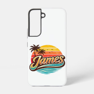 James Retro Sunset Tropical Name Design Samsung Galaxy Case
