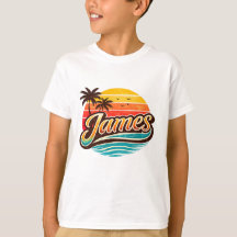 James Retro Sunset Tropical Name Design