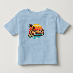 James Retro Sunset Tropical Name Design Toddler T-Shirt