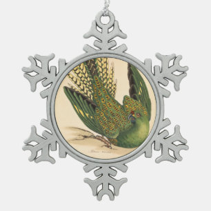 James Sowerby Ground Parrot, Psittacus terrestris  Snowflake Pewter Christmas Ornament