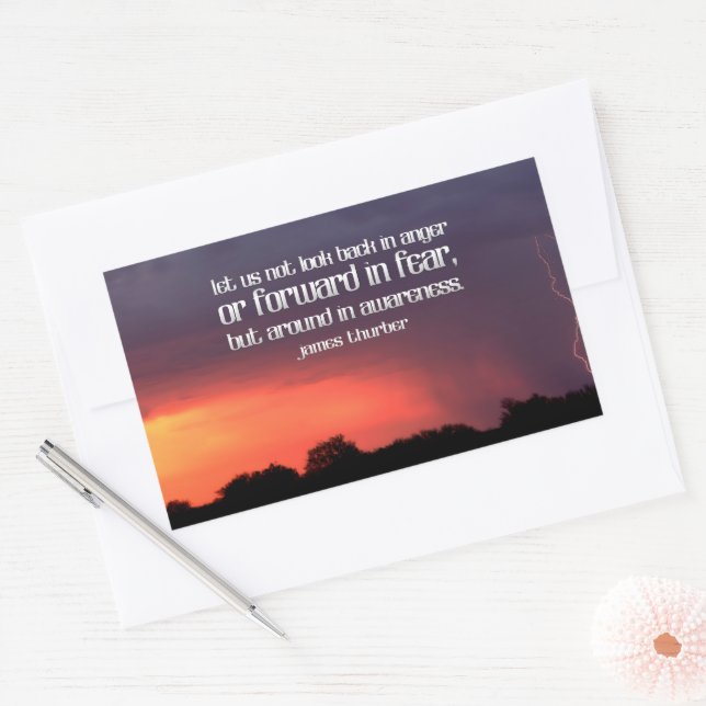 James Thurber Inspirational Quote "Awareness" Rectangular Sticker (Envelope)