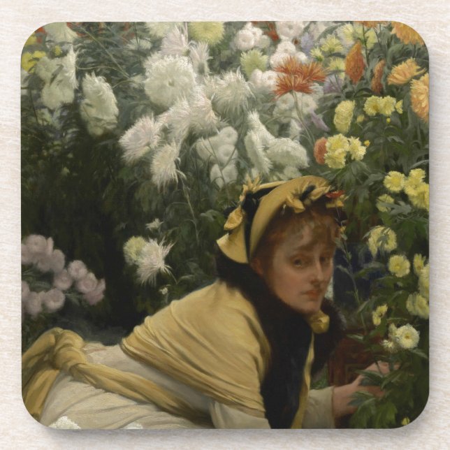 James Tissot Chrysanthemums Coaster (Front)