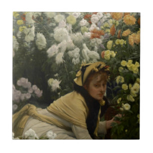James Tissot Chrysanthemums Tile