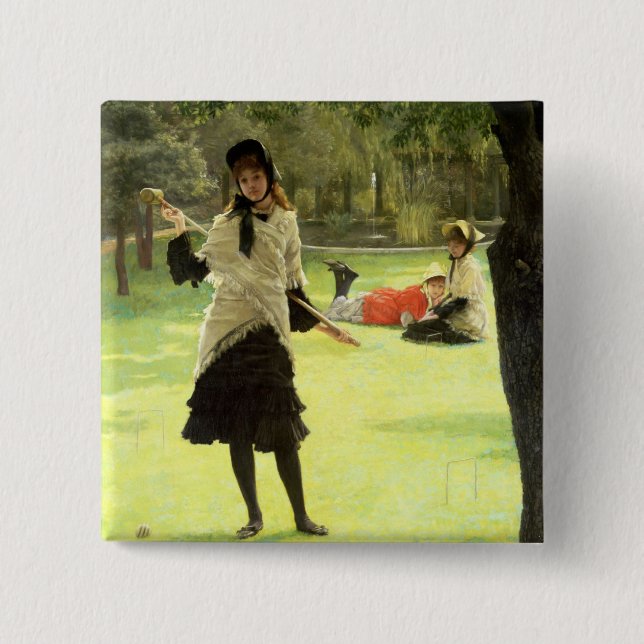 James Tissot | Croquet, c.1878 15 Cm Square Badge (Front)