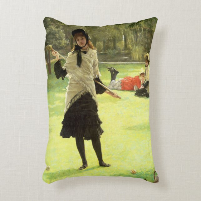 James Tissot | Croquet, c.1878 Decorative Cushion (Front(Vertical))