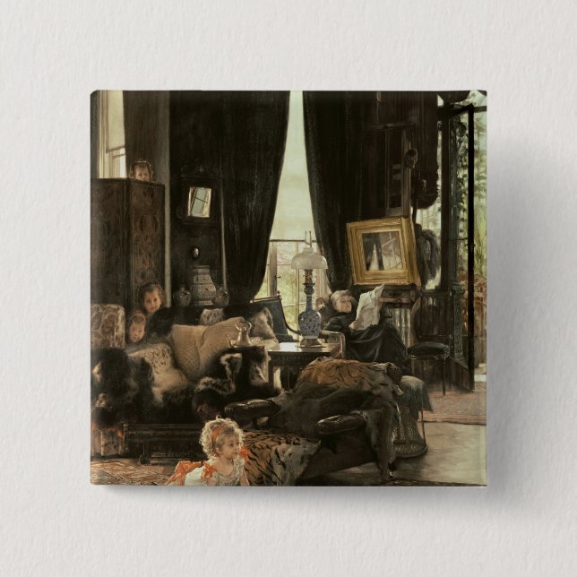 James Tissot | Hide and Seek, c.1880-82 15 Cm Square Badge (Front)