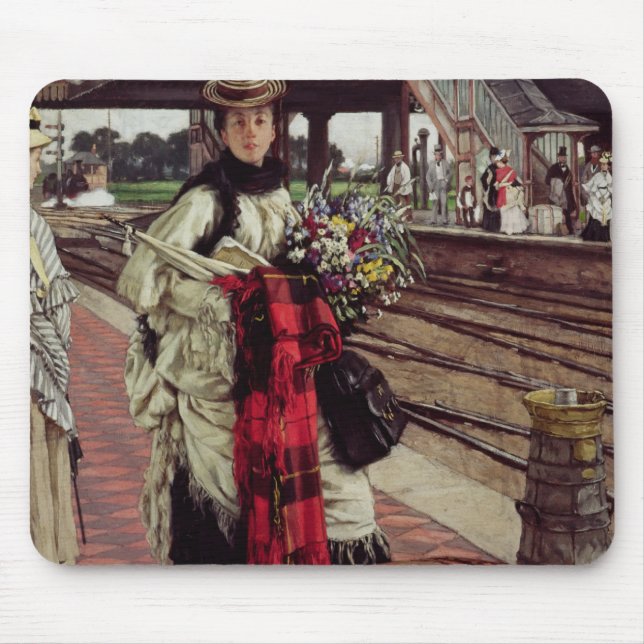 James Tissot | Waiting at the Station Mouse Pad (Front)