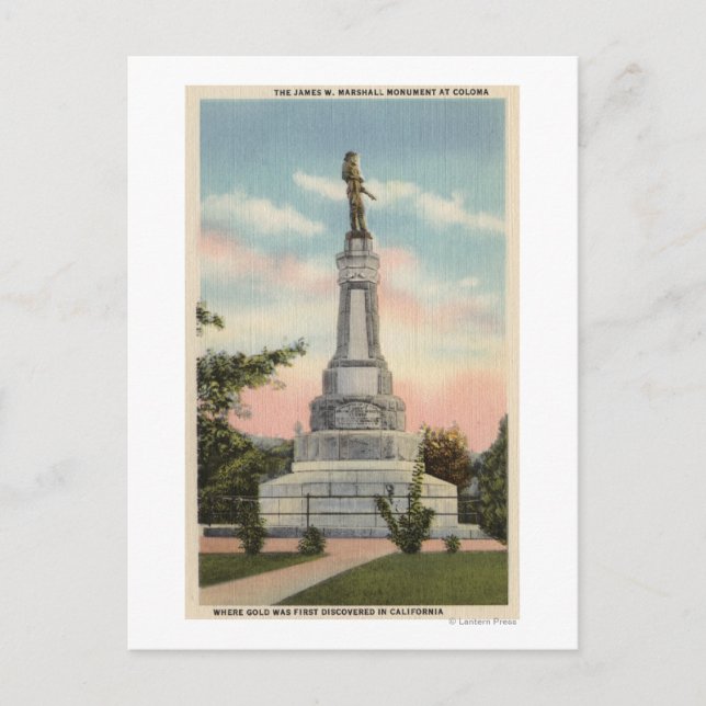 James W. Marshall Monument View # 1 Postcard (Front)