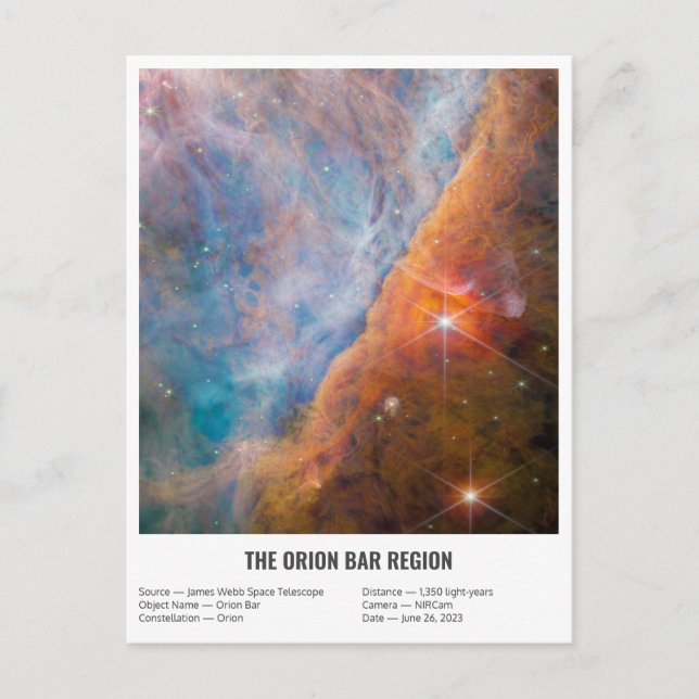James Webb Orion Constellation Bar (NIRCam Image) Postcard (Front)