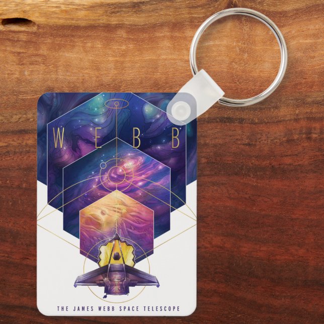James Webb Space Telescope Illustration Art Key Ring (Back)