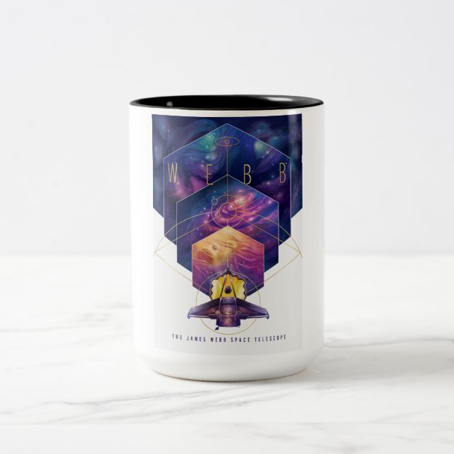 James Webb Space Telescope Illustration Art Two-Tone Coffee Mug (Center)