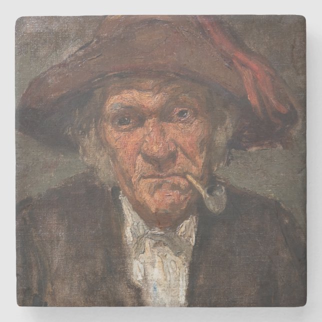 James Whistler - Man Smoking a Pipe Stone Coaster (Front)