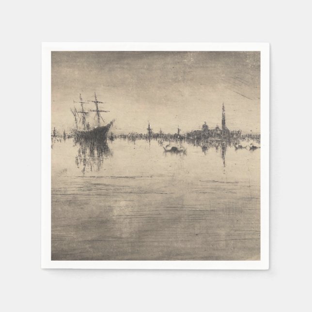 James Whistler - Nocturne, from Venice Napkin (Front)