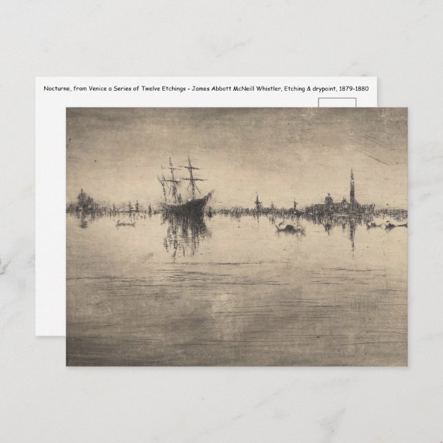 James Whistler - Nocturne, from Venice Postcard (Front/Back)