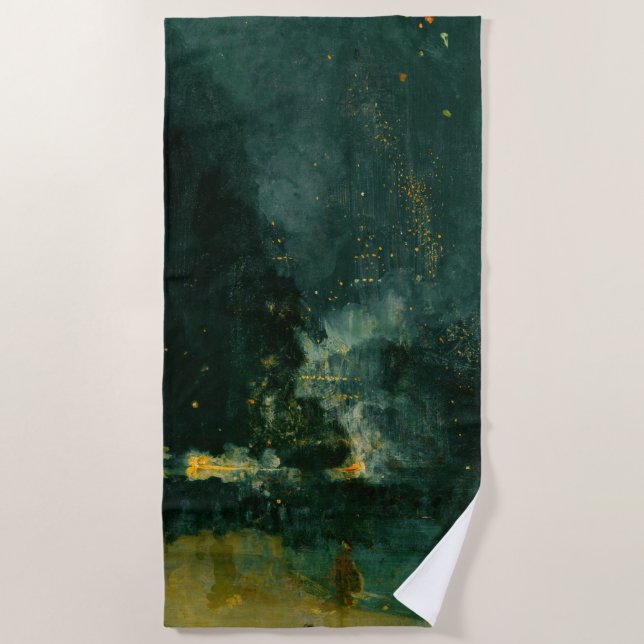 James Whistler - Nocturne in Black and Gold Beach Towel (Front)