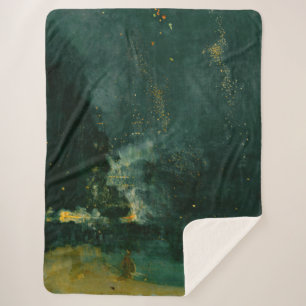 James Whistler - Nocturne in Black and Gold Sherpa Blanket