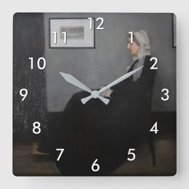 James Whistler - Portrait of the Artist's Mother Square Wall Clock (Front)