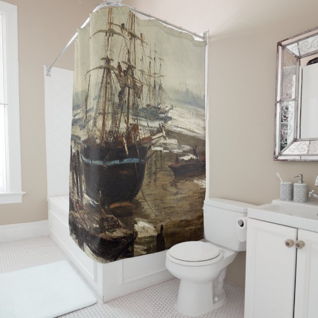 James Whistler - The Thames in Ice Shower Curtain (In Situ)