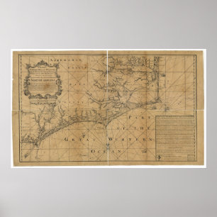 James Wimble 1738 Map of North Carolina Poster