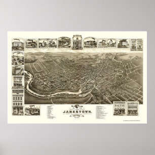 Jamestown, NY Panoramic Map - 1882 Poster
