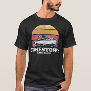 Jamestown RI Vintage Boating 70s Retro Boat Design T-Shirt