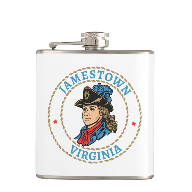 Jamestown Virginia Colonial Hip Flask (Front)
