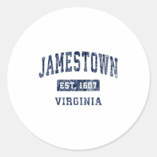 Jamestown Virginia Va Vintage Established Sports D Classic Round Sticker