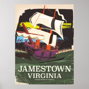 Jamestown, Virginia, vintage travel poster